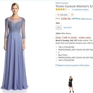 Terani Couture women's embellished gown NWOT